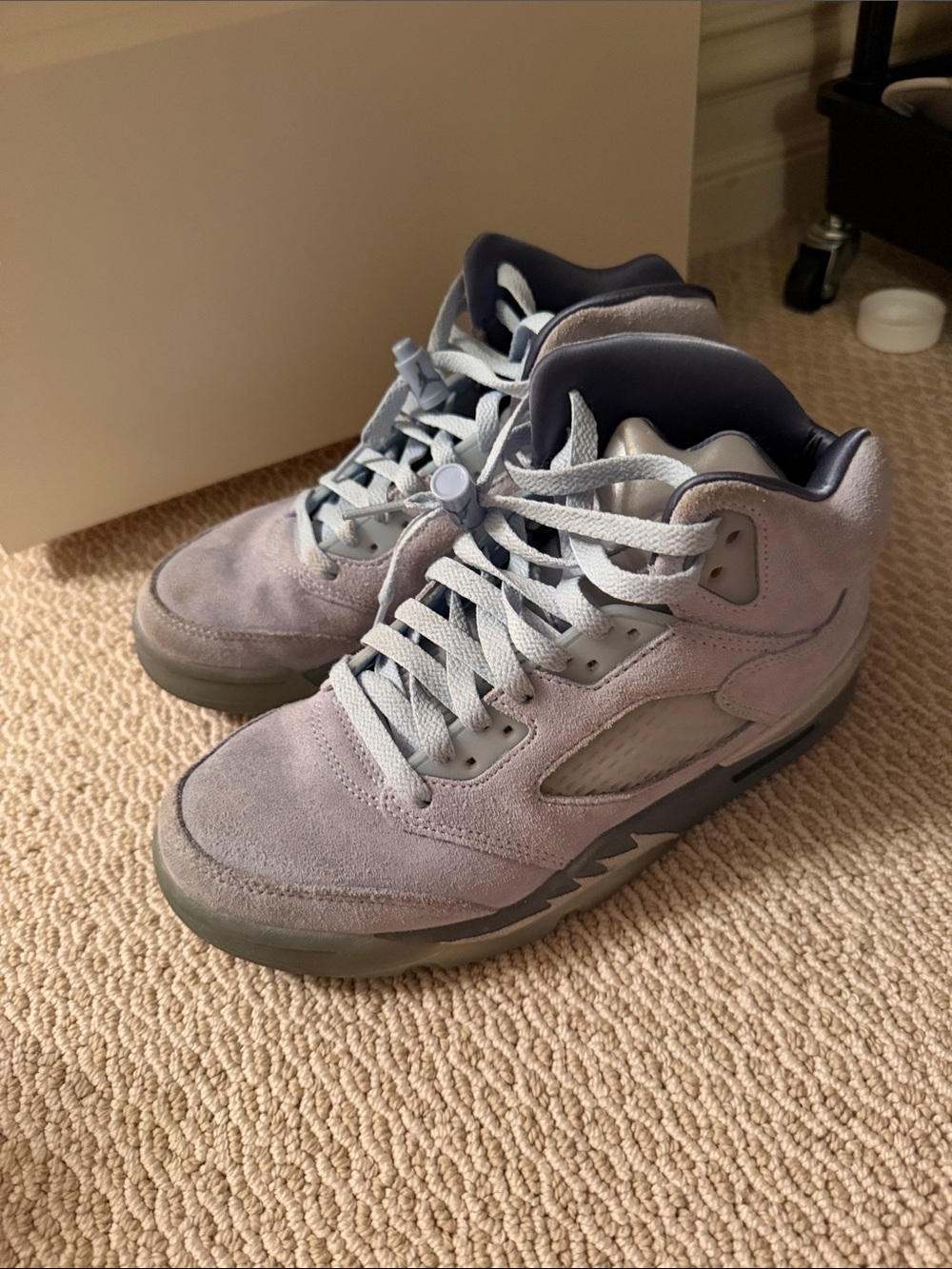 Jordan Women's Suede High-Top Sneakers in Light Blue Gray